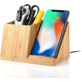 Bamboo Wireless Charger with Organizer Wood Wireless Charging Station